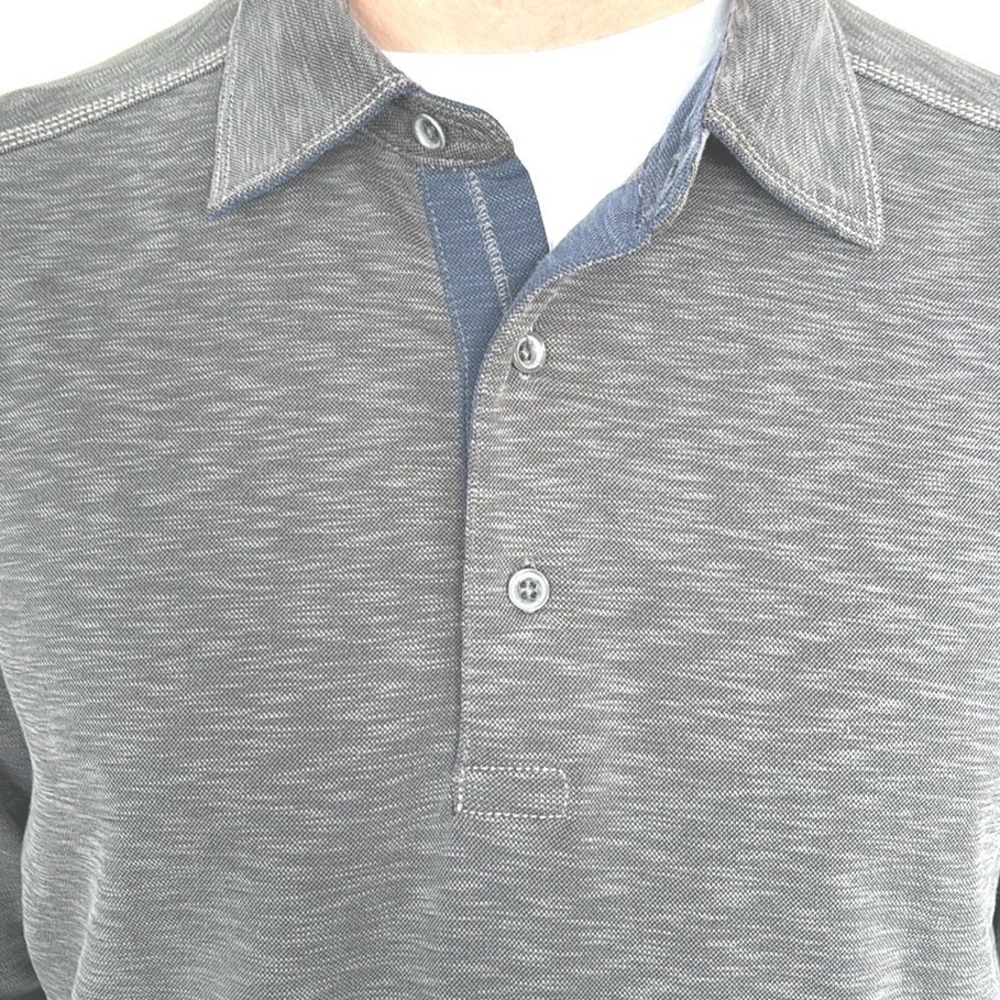 NWT Age of Wisdom Mens Short Sleeve Golf Polo  Gray Heathered Modal Blend SZ L - Picture 3 of 4